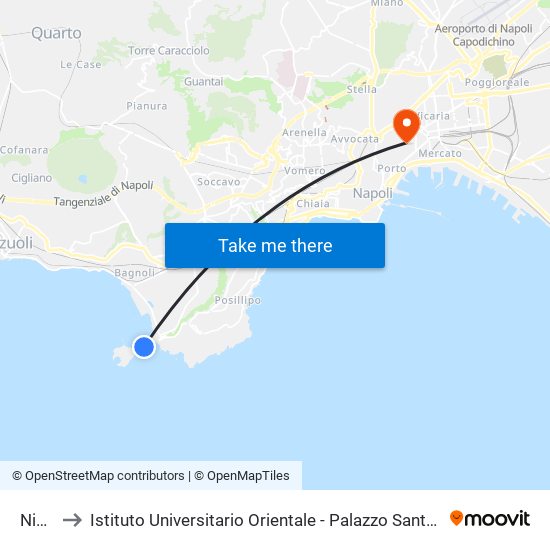 Nisida to Istituto Universitario Orientale - Palazzo Santa Maria Porta Coeli map