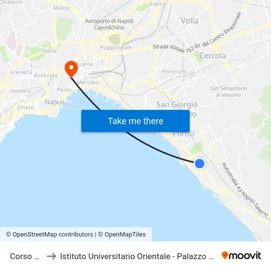 Corso Resina to Istituto Universitario Orientale - Palazzo Santa Maria Porta Coeli map