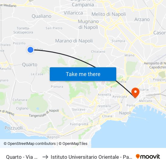 Quarto - Via Marmolito, 37 to Istituto Universitario Orientale - Palazzo Santa Maria Porta Coeli map
