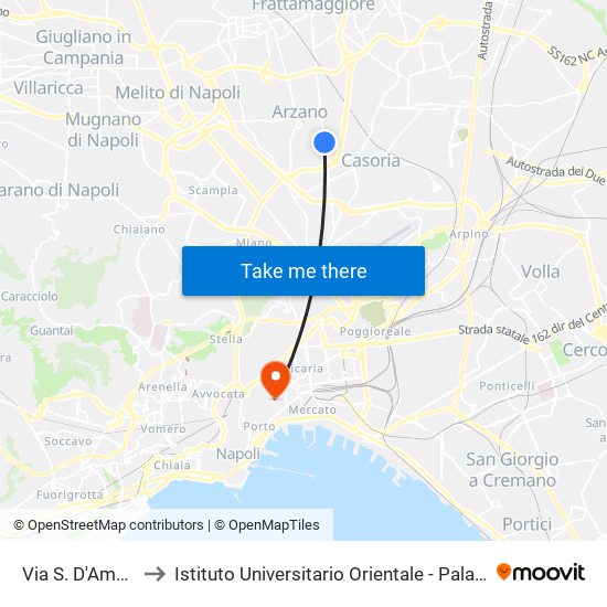 Via S. D'Amato - Civ. 62 to Istituto Universitario Orientale - Palazzo Santa Maria Porta Coeli map
