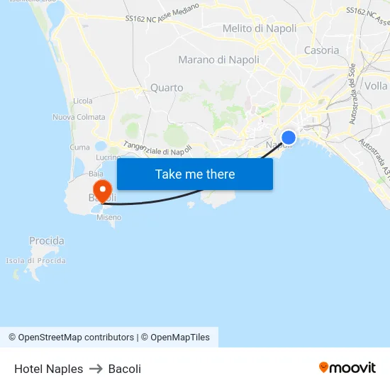 Hotel Naples to Bacoli map