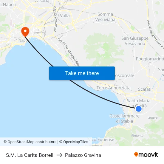 Santa Maria La Carita Borrelli to Gravina Palace map