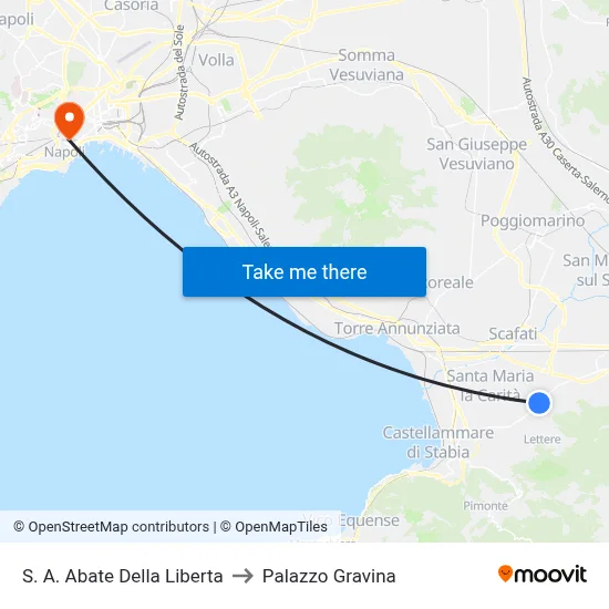 Sant'Antonio Abate Della Liberta to Gravina Palace map