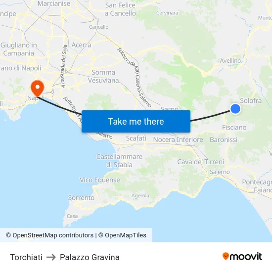 Torchiati to Gravina Palace map