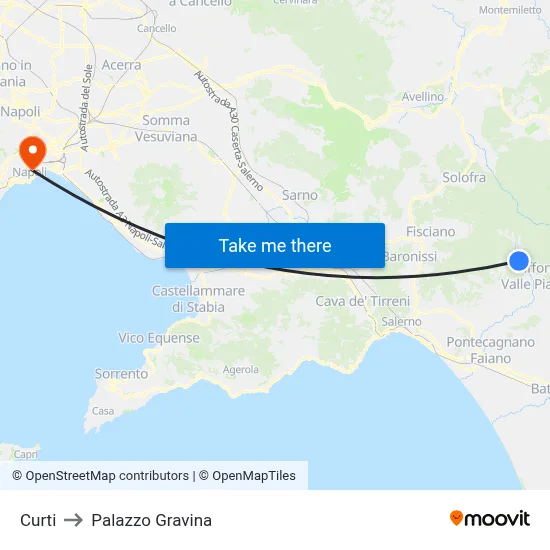 Curti to Gravina Palace map