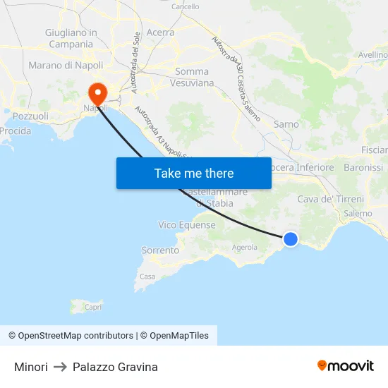 Minori to Gravina Palace map