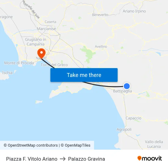 Piazza F. Vitolo Ariano to Gravina Palace map