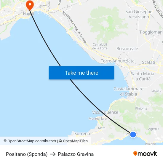 Positano (Bank) to Gravina Palace map