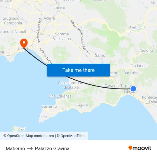 Matierno to Gravina Palace map