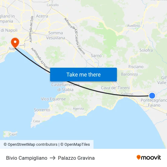 Campigliano Junction to Gravina Palace map