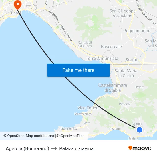 Agerola (Bomerano) to Gravina Palace map