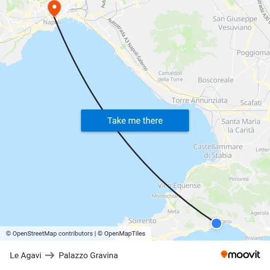 Le Agavi to Gravina Palace map