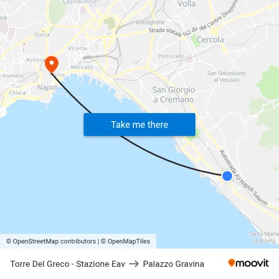 Torre Del Greco - Stazione Eav to Gravina Palace map