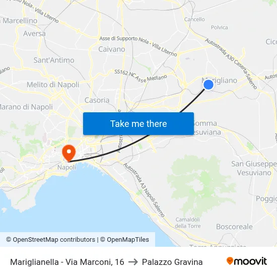 Mariglianella - Marconi Street, 16 to Gravina Palace map