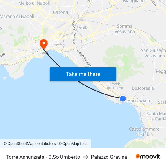 Torre Annunziata - C.So Umberto to Palazzo Gravina map