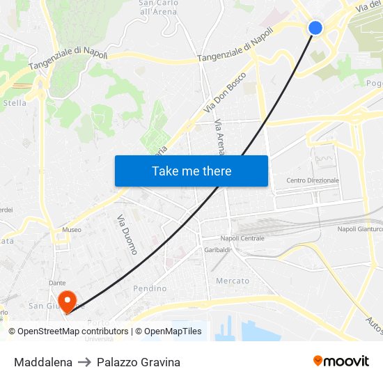 Maddalena to Palazzo Gravina map