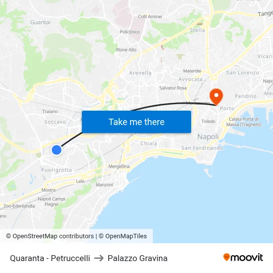 Quaranta - Petruccelli to Gravina Palace map