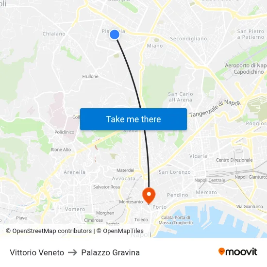 Vittorio Veneto to Gravina Palace map