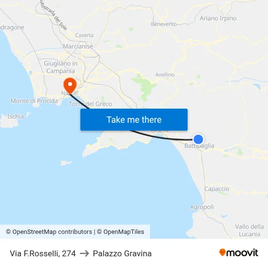 Via F. Rosselli, 274 to Gravina Palace map