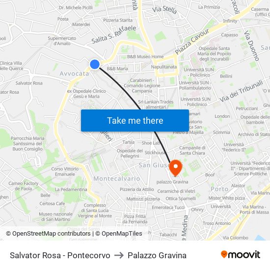 Salvator Rosa - Pontecorvo to Palazzo Gravina map