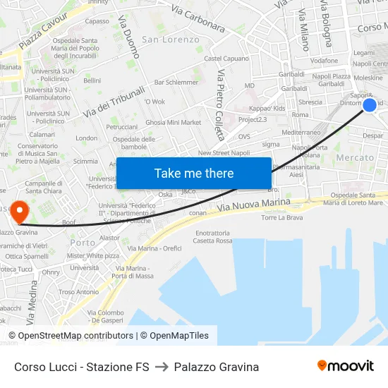 Lucci Avenue - Railway Station to Gravina Palace map