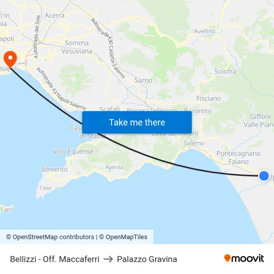 Bellizzi - Maccaferri Workshop to Gravina Palace map