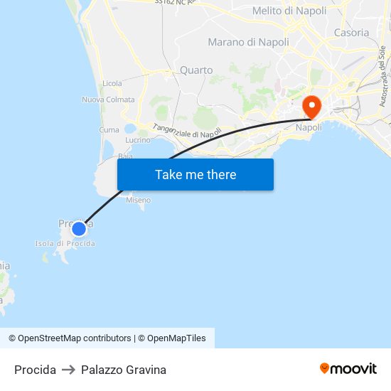 Procida to Palazzo Gravina map