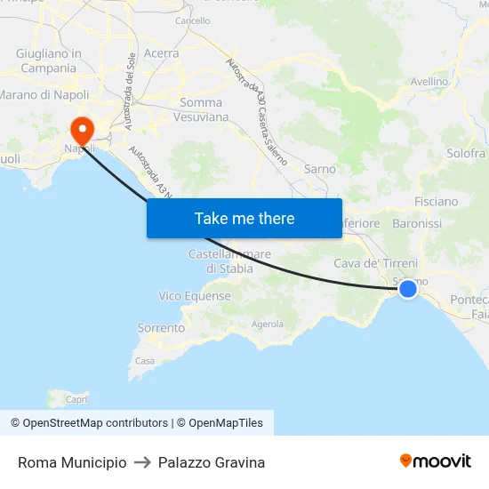 Rome Municipality to Gravina Palace map