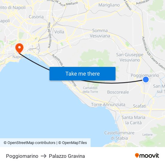 Poggiomarino to Palazzo Gravina map