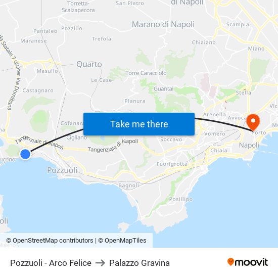 Pozzuoli - Arco Felice to Palazzo Gravina map