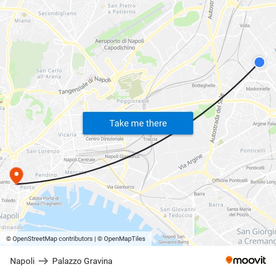 Napoli to Palazzo Gravina map