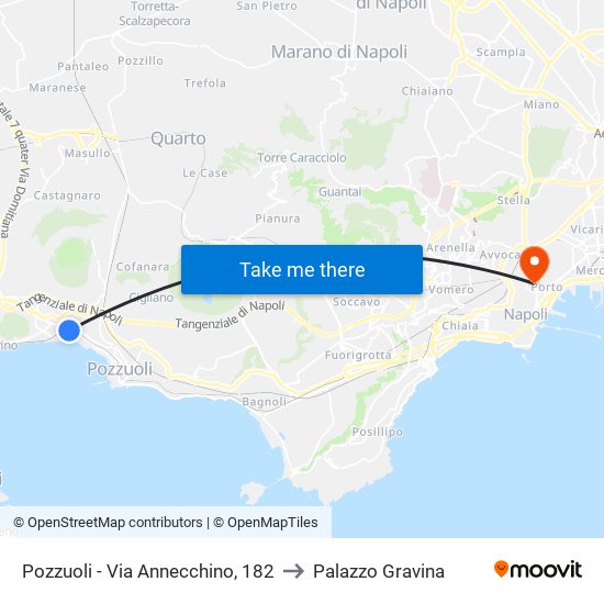 Pozzuoli - Via Annecchino, 182 to Palazzo Gravina map