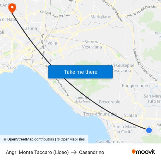 Angri Monte Taccaro (Liceo) to Casandrino map