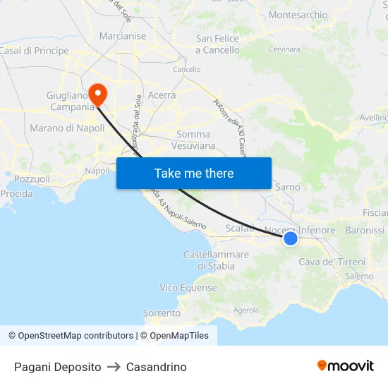 Pagani Depot to Casandrino map