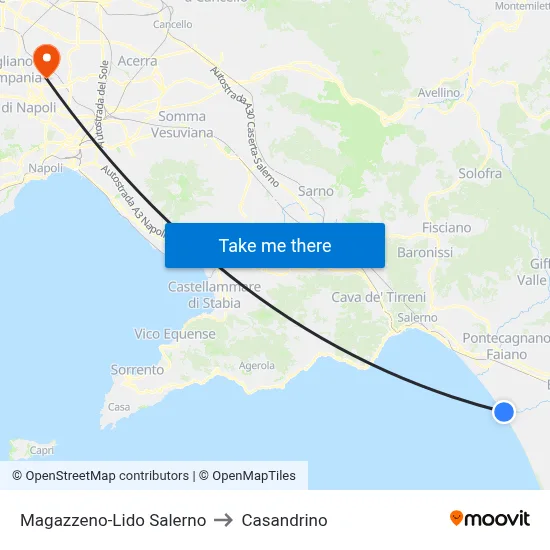 Magazzeno-Salerno Beach to Casandrino map