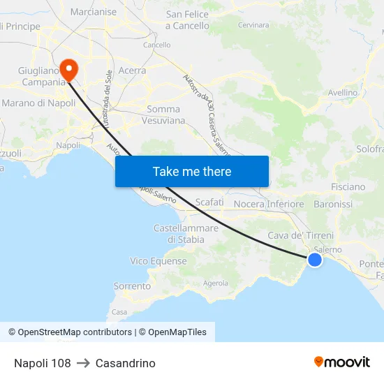 Naples 108 to Casandrino map