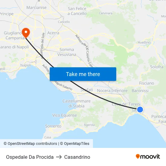 Da Procida Hospital to Casandrino map