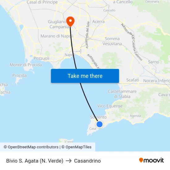 Bivio S. Agata (N. Verde) to Casandrino map