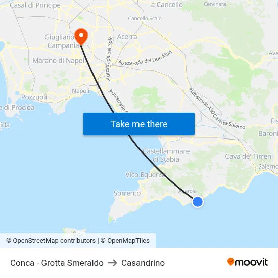 Conca - Emerald Grotto to Casandrino map