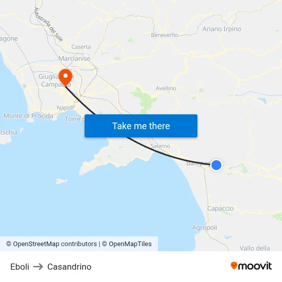 Eboli to Casandrino map
