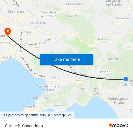 Curti to Casandrino map