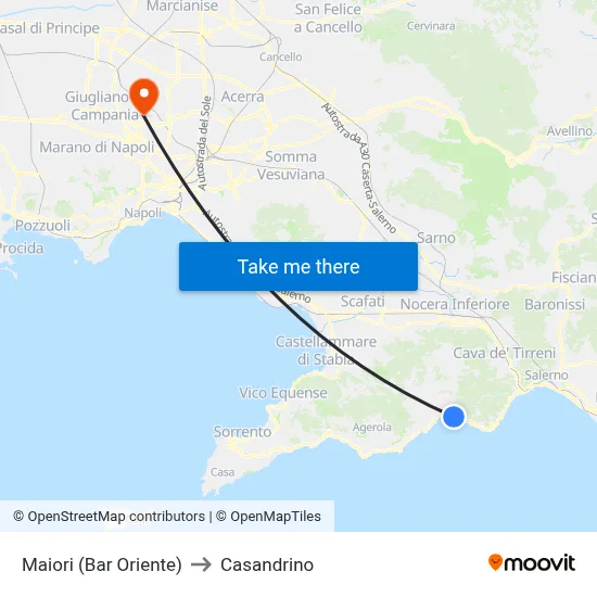 Maiori (Bar Oriente) to Casandrino map