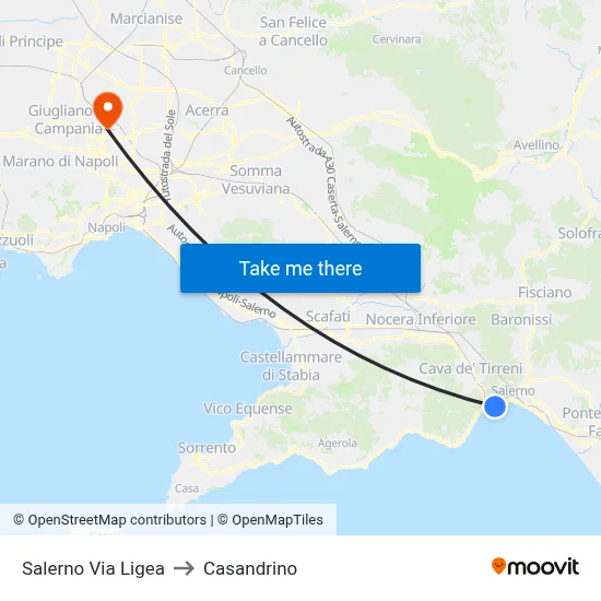 Salerno Via Ligea to Casandrino map