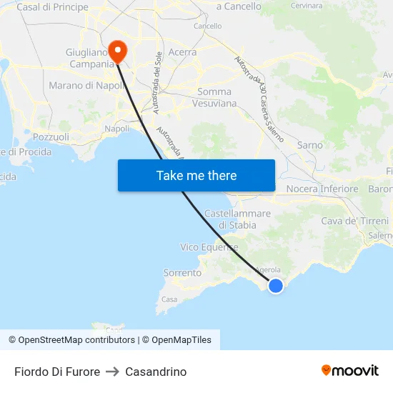 Furore Fjord to Casandrino map