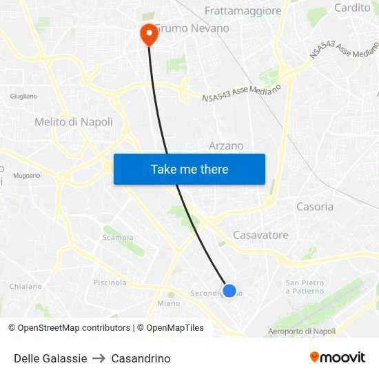 Galaxy Street to Casandrino map