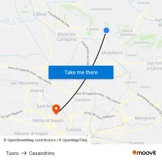 Tuoro to Casandrino map