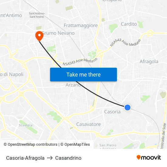 Casoria-Afragola to Casandrino map