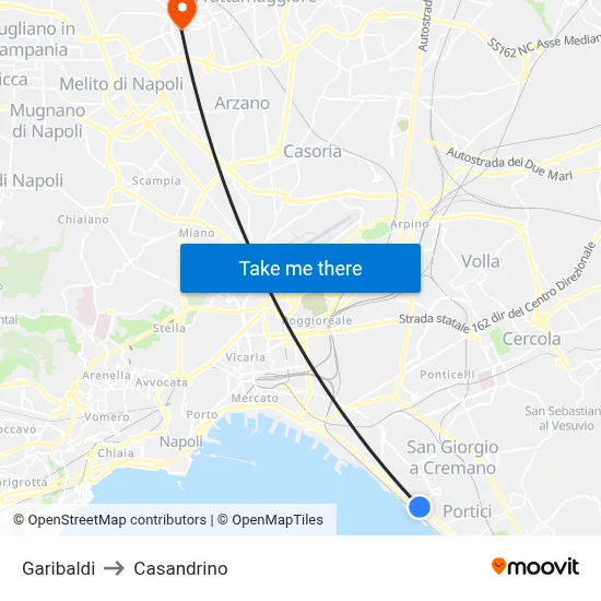 Garibaldi to Casandrino map