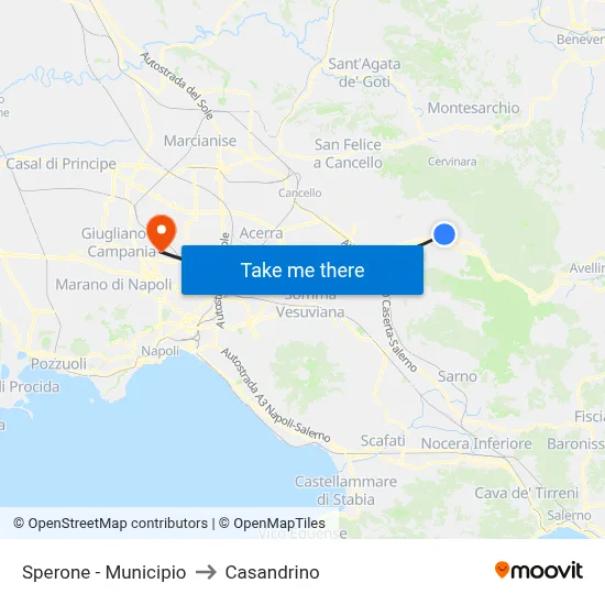 Sperone - Town Hall to Casandrino map