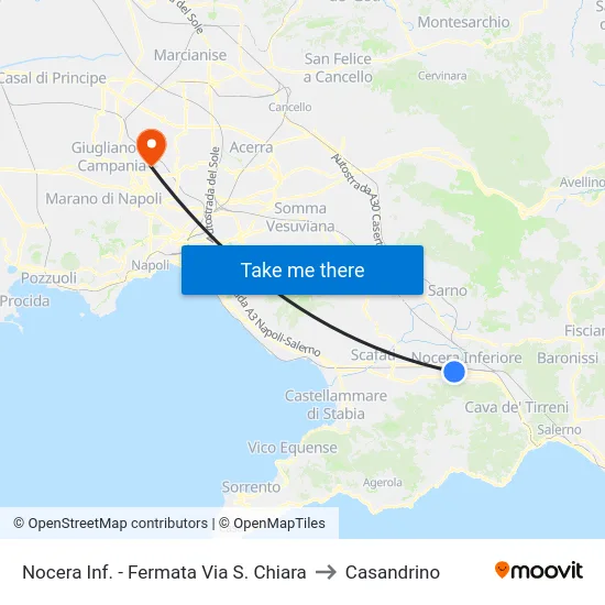 Nocera Inf. - Fermata Via S. Chiara to Casandrino map